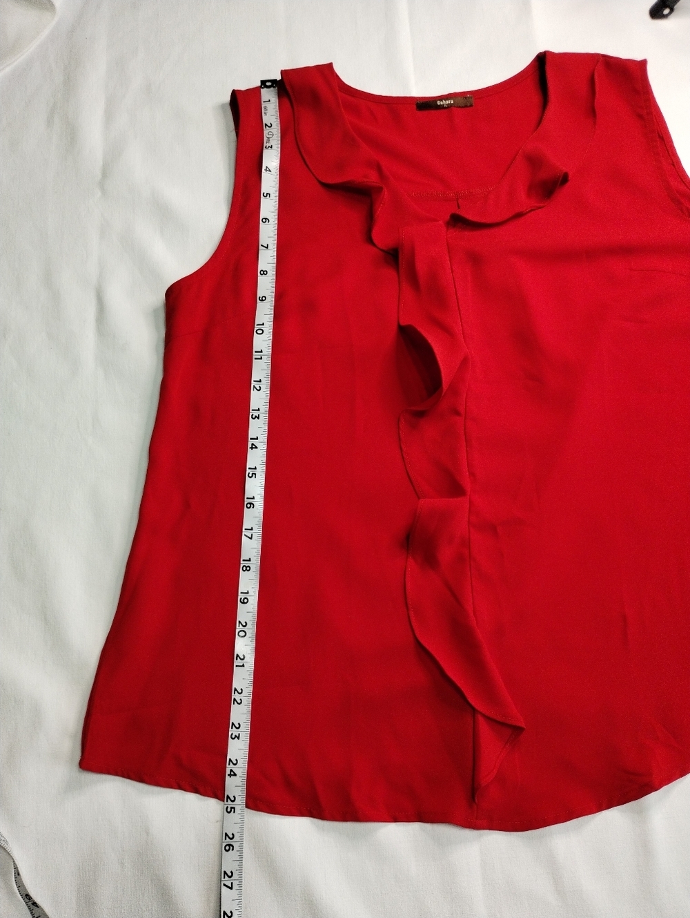 Red Sleeveless Ruffle-Front Camisole - Picture 3 of 8